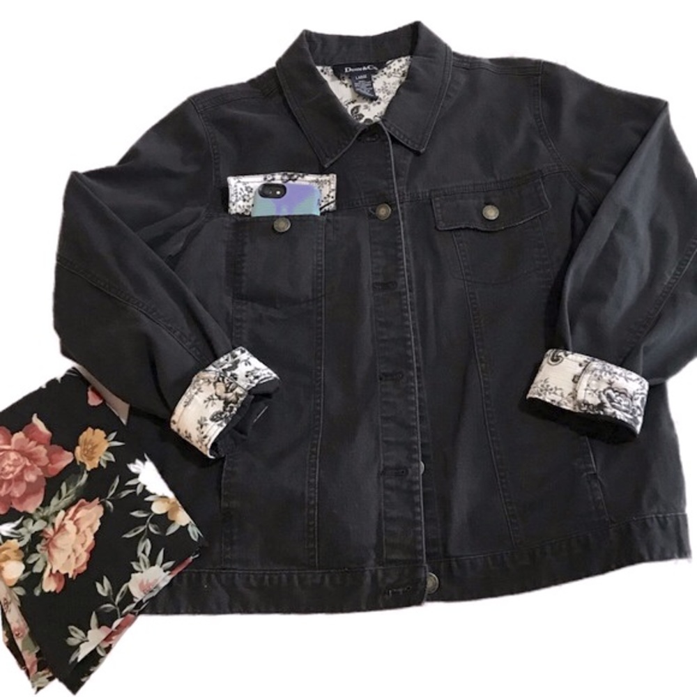 90s Vintage Black Denim Oversized Boyfriend Jacket Shacket - Picture 5 of 14